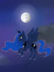 Size: 1900x2500 | Tagged: artist:soupa12, cloud, cloudy, derpibooru import, flying, mare in the moon, moon, night, princess luna, safe, solo