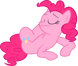 Size: 7662x6479 | Tagged: safe, artist:mehoep, derpibooru import, pinkie pie, earth pony, pony, mmmystery on the friendship express, absurd resolution, eyes closed, female, mare, prone, scratching, simple background, sleepy, solo, transparent background, vector