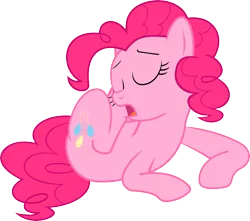 Size: 7484x6616 | Tagged: safe, artist:mehoep, derpibooru import, pinkie pie, earth pony, pony, mmmystery on the friendship express, absurd resolution, eyes closed, female, mare, prone, scratching, simple background, sleepy, transparent background, vector