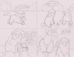 Size: 1500x1167 | Tagged: safe, artist:santanon, derpibooru import, fluffy pony, gryphon, easter, fluffy pony original art