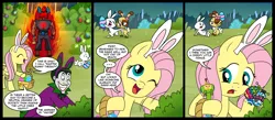 Size: 1700x742 | Tagged: akuma, angel bunny, artist:madmax, basket, bunny ears, buttercream sunday, comic, crossover, dc comics, derpibooru import, easter, easter egg, fluttershy, grenade, katamari damacy, littlest pet shop, safe, street fighter, the joker