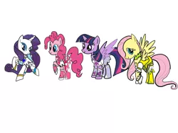 Size: 1024x768 | Tagged: safe, artist:omegaridersangou, derpibooru import, fluttershy, pinkie pie, rarity, twilight sparkle, twilight sparkle (alicorn), alicorn, pony, cure diamond, cure heart, cure rosetta, cure sword, doki doki precure, female, mare, precure, pretty cure