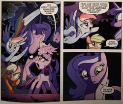 Size: 1373x1161 | Tagged: applejack, comic, derpibooru import, idw, moon, nightmare dreamscape, princess luna, rainbow dash, s1 luna, safe, spoiler:comic, twilight sparkle