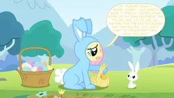 Size: 6000x3375 | Tagged: angel bunny, artist:mandydax, bunny costume, bunnyshy, chick, clothes, costume, derpibooru import, easter, fluttershy, safe