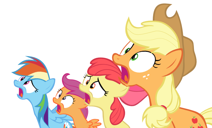 Size: 727x440 | Tagged: apple bloom, applejack, artist:samuel039, derpibooru import, rainbow dash, reaction image, safe, scootaloo, shocked, simple background, transparent background, vector