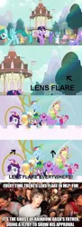 Size: 500x1367 | Tagged: safe, derpibooru import, applejack, fluttershy, pinkie pie, rainbow blaze, rainbow dash, rarity, spike, twilight sparkle, twilight sparkle (alicorn), alicorn, pony, female, lens flare, mane seven, mare, sudden clarity clarence