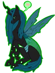 Size: 503x673 | Tagged: safe, artist:kittyisawolf, derpibooru import, queen chrysalis, changeling, changeling queen, female, heart, solo