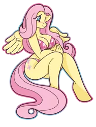 Size: 756x1000 | Tagged: anthro, artist:akuoreo, bikini, breasts, busty fluttershy, clothes, curvy, derpibooru import, female, fluttershy, suggestive, swimsuit