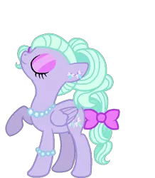 Size: 652x747 | Tagged: safe, artist:softybases, artist:starryoak, derpibooru import, flitter, pegasus, pony, alternate hairstyle, bow, bracelet, earring, eyeshadow, jewelry, necklace, older, raised hoof, simple background, solo, transparent background