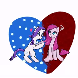 Size: 700x700 | Tagged: artist:nyankamedon, derpibooru import, pinkamena diane pie, pinkie pie, pixiv, rarity, safe