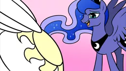 Size: 1920x1080 | Tagged: april fools, artist:johnjoseco, derpibooru import, gamer molly, lusty luna, plot, princess celestia, princess luna, princess molestia, role reversal, suggestive, sunbutt