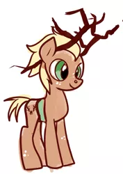 Size: 2480x3507 | Tagged: safe, artist:pinkinfrench, derpibooru import, oc, oc:treebark, unofficial characters only, deer pony, earth pony, original species, pony, branches, colt, concept art, do or deer, fake antlers, male, simple background, solo, white background