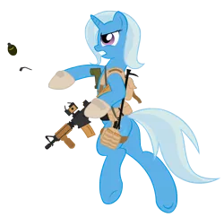 Size: 3284x3176 | Tagged: safe, artist:shadawg, derpibooru import, trixie, pony, unicorn, aimpoint, ar15, bipedal, grenade, gun, operator, reflex sight, rifle, simple background, solo, transparent background, vector