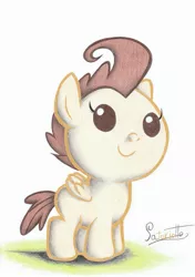 Size: 1639x2332 | Tagged: safe, artist:patoriotto, derpibooru import, pound cake, pony, baby, baby pony, colt, foal, simple background, solo, traditional art