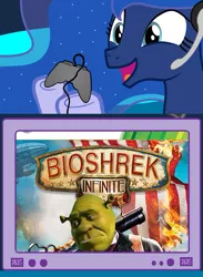 Size: 563x769 | Tagged: bioshock infinite, derpibooru import, exploitable meme, gamer luna, gamer meme, meme, obligatory pony, ogre, princess luna, safe, shrek, tv meme