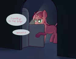 Size: 1000x776 | Tagged: april fools, artist:askheartstrings, derpibooru import, messy mane, oc, oc:red ribbon, refrigerator, safe, tumblr, unofficial characters only