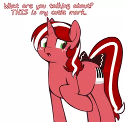 Size: 1062x1032 | Tagged: artist:redintravenous, derpibooru import, oc, oc:red ribbon, safe, swapped cutie marks, tail bow, tumblr, unofficial characters only