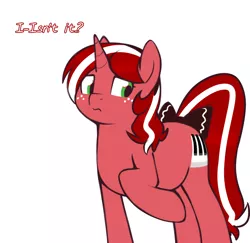 Size: 1062x1032 | Tagged: artist:redintravenous, derpibooru import, oc, oc:red ribbon, safe, swapped cutie marks, tail bow, tumblr, unofficial characters only