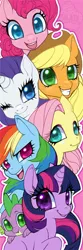 Size: 230x690 | Tagged: applejack, artist:creamycrown, bookmark, derpibooru import, fluttershy, mane seven, pinkie pie, rainbow dash, rarity, safe, spike, twilight sparkle