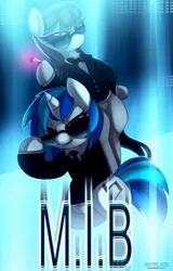 Size: 962x1500 | Tagged: artist:si1vr, clothes, derpibooru import, men in black, necktie, octavia melody, parody, safe, suit, sunglasses, vinyl scratch