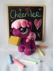 Size: 500x667 | Tagged: artist:sequinjar, chalkboard, cheerilee, cute, derpibooru import, irl, photo, plushie, safe, teacher