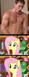 Size: 334x873 | Tagged: suggestive, artist:polo-jasso, derpibooru import, edit, edited screencap, screencap, fluttershy, human, pony, comic, female, human on pony action, implied blowjob, implied oral, implied sex, irl, irl human, mare, photo