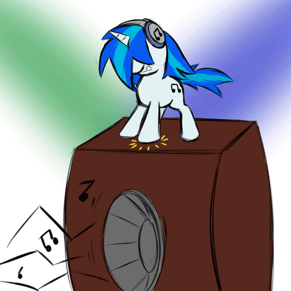 213311 safe, derpibooru import, vinyl scratch, animated, speaker
