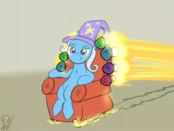 Size: 1280x960 | Tagged: safe, artist:pirill, derpibooru import, trixie, pony, unicorn, 30 minute art challenge, armchair, chair, rocket, sitting, solo