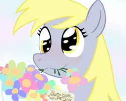 Size: 800x640 | Tagged: safe, artist:willygalleta, derpibooru import, derpy hooves, pegasus, pony, female, flower, mare