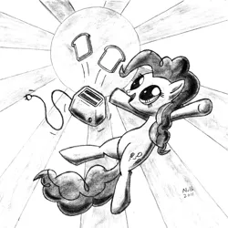 Size: 1500x1500 | Tagged: artist:nullh, derpibooru import, pinkie pie, safe, sketch, sun, toast, toaster