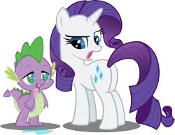Size: 4001x3085 | Tagged: source needed, safe, artist:sansbox, derpibooru import, rarity, spike, dragon, unicorn, butt, cutie mark, drool, eyes on the prize, female, male, plot, rarity is not amused, shipping, simple background, sparity, straight, tongue out, transparent background, vector