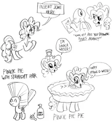 Size: 785x858 | Tagged: anthro, anthro oc, artist:kturtle, derpibooru import, monochrome, non-mlp oc, oc, oc:kinky turtle, pinkie pie, pun, safe, sketch dump