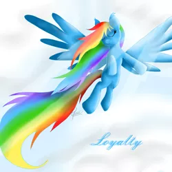 Size: 600x600 | Tagged: artist:yuukon, derpibooru import, loyalty, rainbow dash, safe