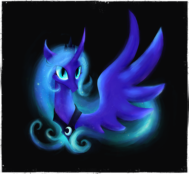 Size: 800x739 | Tagged: artist:kaizerin, derpibooru import, looking at you, nightmare luna, portrait, princess luna, safe, solo, spread wings