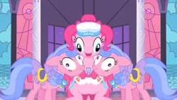 Size: 1280x720 | Tagged: derp, derpibooru import, edit, edited screencap, grand galloping gala, mirrored, nightmare fuel, pinkie pie, royal ribbon, safe, screencap, the best night ever, unitinu, wat