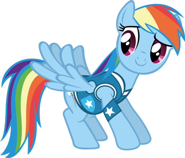 Size: 4616x3942 | Tagged: dead source, safe, artist:waranto, derpibooru import, rainbow dash, pegasus, pony, winter wrap up, clothes, female, mare, scene interpretation, simple background, solo, spread wings, transparent background, vector, vest, weather team, wings, winter wrap up vest