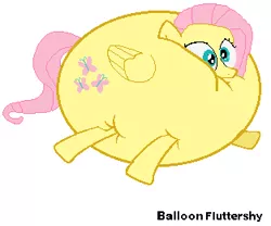 Size: 313x260 | Tagged: artist:ikuntyphoon, balloon, derpibooru import, fluttershy, inflation, safe, shocked