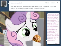 Size: 640x480 | Tagged: burger, food, hamburger, safe, soy, sweetie belle, sweetieburger