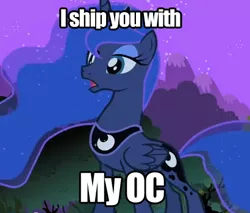 Size: 410x350 | Tagged: artist:nightomist, derpibooru import, friendship is witchcraft, image macro, lunar slander, princess luna, safe