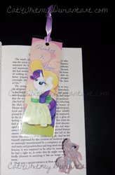 Size: 491x750 | Tagged: artist:catwhitney, bookmark, clothes, derpibooru import, dress, rarity, safe