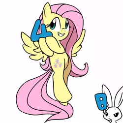 Size: 500x500 | Tagged: 4, angel bunny, artist:30clock, derpibooru import, fluttershy, japanese, pixiv, safe