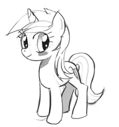 Size: 932x999 | Tagged: safe, artist:mewball, derpibooru import, lyra heartstrings, pony, unicorn, grayscale, monochrome, simple background, smiling, solo, white background