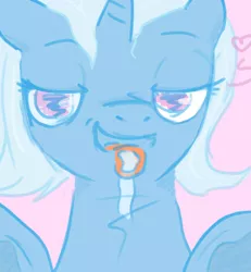 Size: 600x650 | Tagged: safe, artist:theparagon, derpibooru import, trixie, pony, unicorn, female, fourth wall, licking, mare, solo
