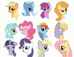 Size: 3300x2550 | Tagged: safe, artist:deerhooves, derpibooru import, applejack, berry punch, berryshine, carrot top, cloud kicker, derpy hooves, fluttershy, golden harvest, lyra heartstrings, pinkie pie, rainbow dash, rarity, trixie, twilight sparkle, pegasus, pony, female, mare