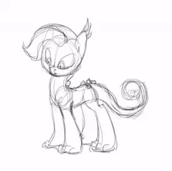 Size: 606x600 | Tagged: artist:carnifex, derpibooru import, dracony, hybrid, interspecies offspring, monochrome, oc, oc:lavender, offspring, parent:rarity, parent:spike, parents:sparity, safe, sketch, unofficial characters only