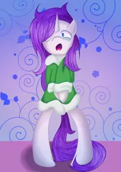Size: 2480x3508 | Tagged: safe, artist:wendy-the-creeper, derpibooru import, rarity, pony, bathrobe, bed mane, bipedal, clothes, morning ponies, robe, solo