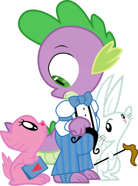 Size: 3000x4038 | Tagged: angel bunny, artist:masem, comic, cute citizens of wuvy-dovey land, derpibooru import, idw, idw showified, innocent kitten, safe, simple background, spike, transparent background, vector