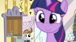 Size: 994x559 | Tagged: blurr, blurry, camera, derpibooru import, faic, featherweight, focus, happy, ponyville confidential, safe, screencap, smiling, spa, twilight sparkle