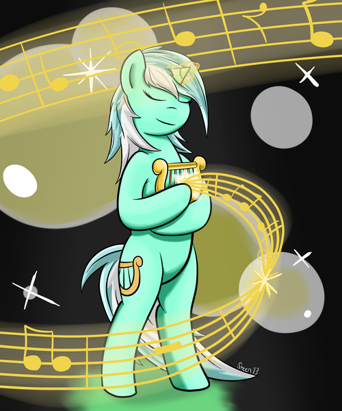 Size: 2500x3000 | Tagged: artist:steen, derpibooru import, lyra heartstrings, lyre, music, safe