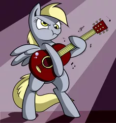 Size: 1388x1470 | Tagged: safe, artist:mickeymonster, artist:rex42, derpibooru import, derpy hooves, pegasus, pony, female, guitar, mare, musical instrument, recolor, solo